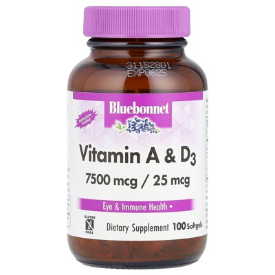 Bluebonnet Nutrition Vitamin A & D3, 100 Softgels