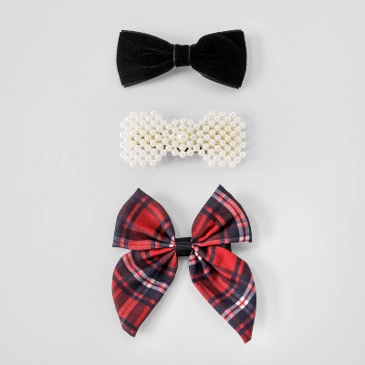 Girls' 3pk Hair Clips - Cat & Jack™ Red/Black
