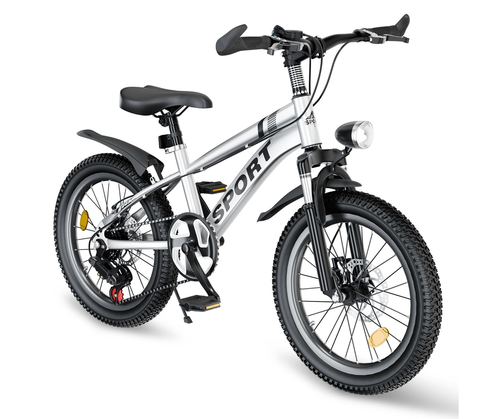 HOMEFUN 20 inch sporty balance kids bike with training wheels and stand Adjustable saddle Suitable,Sliver