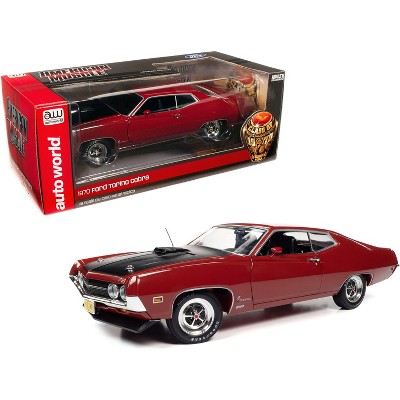 1970 Ford Torino Cobra Red with Black Hood "Class of 1970" 1/18 Diecast Model Car by Autoworld