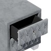 INFURNIC Nightstands Elegant Velvet Nightstand with 2 Drawers Crystal Handles and Button-Tufted Design for Bedroom, Grey, 18.1"*18.1"*20" - 4 of 4