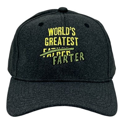 Worlds Greatest Farter Hat Funny Sarcastic Fathers Day Graphic Novelty Cap - Crazy Dog Black Standard