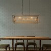 ALOADECOR 6-Light 39'' Antique Gold Modern Candle Linear Chandelier Rectangle Industrial Dining Room Kitchen Island Ceiling Light - 4 of 4