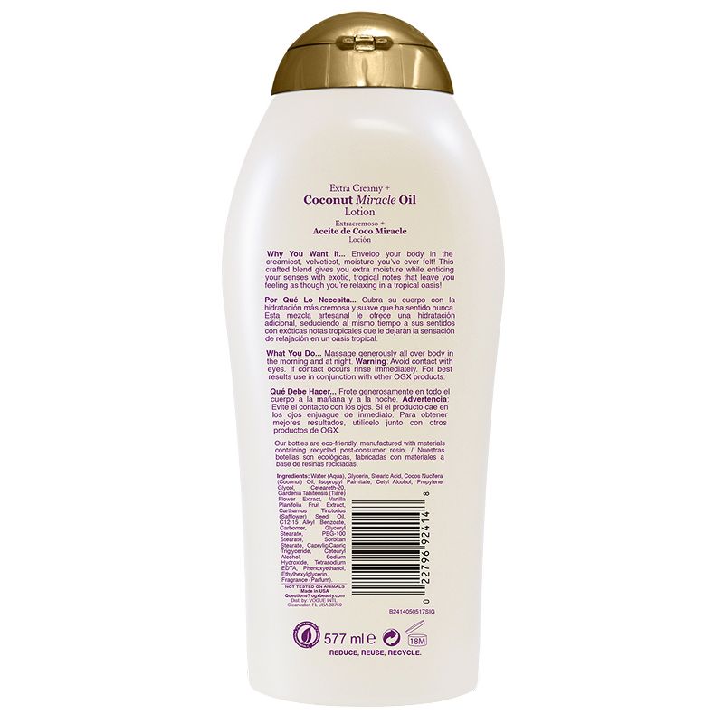 Ogx Extra Creamy Coconut Miracle Ultra Moisture Lotion Scented - 19.5 fl oz, 3 of 7
