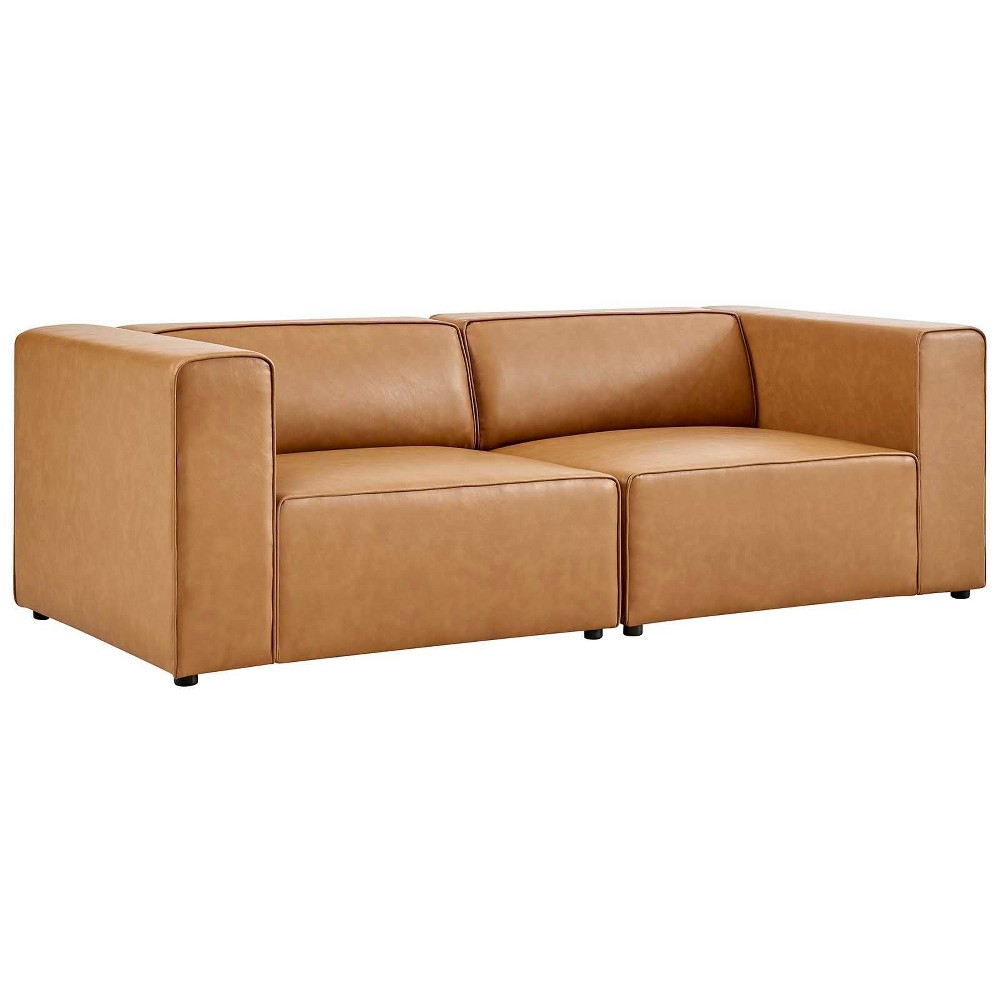 Photos - Sofa Modway 2pc Mingle Vegan Leather Sectional  Loveseat Tan  