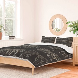Deny Designs Anis Illustration Romantic Bows Gray Pattern Duvet and Sham Set - 1 of 4