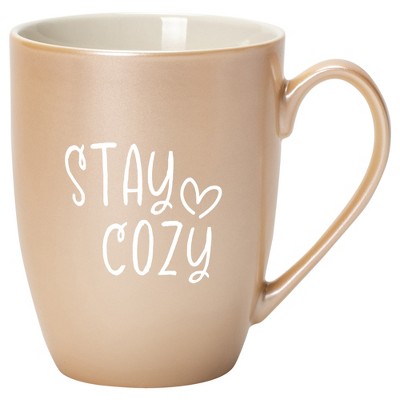 Elanze Designs Stay Cozy Pearlescent Sand 10 ounce New Bone China Coffee Cup Mug