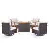 Buenhomino Outdoor Furniture with Fire Pit -Patio Table and Chairs Set of 4 Swivel Patio Chairs for Deck Porch Garden Poolside Backyard - 2 of 4