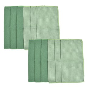 Trio Home All Purpose Microfiber Waffle cloth, Ultra Absorbent, Reusable, Washable, lint Free, Kitchen, bathroom, Cars, Window - 12"x12" - 1 of 4