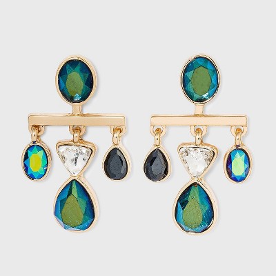 Chandelier with Hanging Stone Drop Earrings - A New Day™ Blue