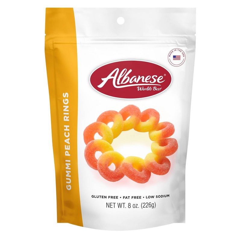 Albanese Worlds Best Candy Gummi Peach Rings - 8oz, 1 of 8
