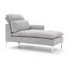55" Upholstered Chaise Lounge with Left Armrest - Button Tufted Lounge Chair with Lumbar Pillow,Tool-Free Assembly for Living Room - 3 of 4