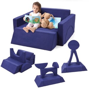 Jojoka Modular Kids Play Couch Sofa 7PCS Set, Convertible Toddler Sofa Play Set for Playroom and Nursery - 1 of 4