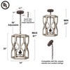 LNC Quaint 3-Light 15.5" Farmhouse Lantern Small Chandelier, Antique Bronze and Distressed White Wood - 3 of 4