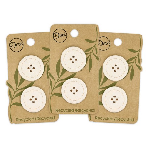 Dritz 25mm Recycled Cotton Round Stitch Buttons Natural