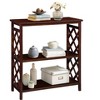 TOAOTBNBO 3-Tier Fence-shape Bookshelf with Wood Legs, Classical Bookcase Storage Organizer Living Room Low Display Shelves - 2 of 4