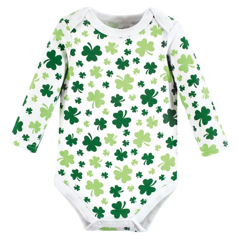 Hudson Baby Infant Boy Cotton Long-Sleeve Bodysuits, Lucky Charm, 4 of 6