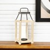 HomeRoots 18" Black And Natural Distressed Glass Metal And Wood Tabletop Lantern Candle Holder - 2 of 4