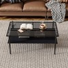 Rectangle Coffee Table, with Gray Tempered Glass top and Legs, Modern Table for Living Room - 3 of 4