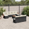 vidaXL 11 Piece Patio Sofa Set with Cushions Black Poly Rattan - Black and Cream With Table - 2 of 4