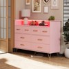 Homhougo Dresser for Bedroom with LED Light & Charging Station, 8 Drawers Wooden Dressers with Open Space Pink - 4 of 4