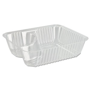 Dart ClearPac Small Nacho Tray, 2-Compartments, 5 x 6 x 1.5, Clear, Plastic, 125/Bag, 2 Bags/Carton - 1 of 4