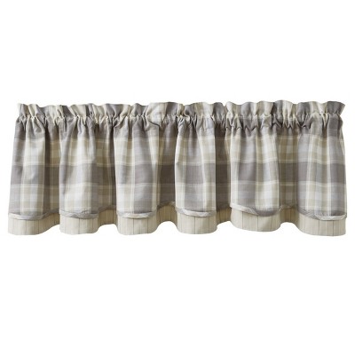 Park Designs Weathered Oak Lined Layered Valance -72''L - Off-White