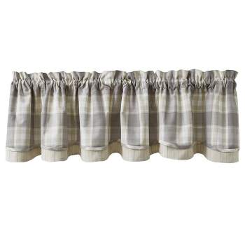Park Designs Weathered Oak Lined Layered Valance -72'' - Off-White