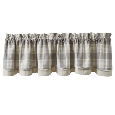Park Designs WEATHERED Oak Unlined Window Valance 72"x14" Taupe Gray Tan White 