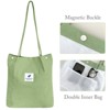 Wrapables Corduroy Tote Bag, Casual Everyday Shoulder Handbag, Light Green - 3 of 4