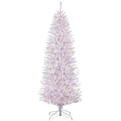 6.5ft Pre-lit Artificial Christmas Tree White Pencil Forest Fir