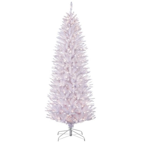 6.5Ft Pre-Lit Artificial Christmas Tree White Pencil Forest Fir : Target