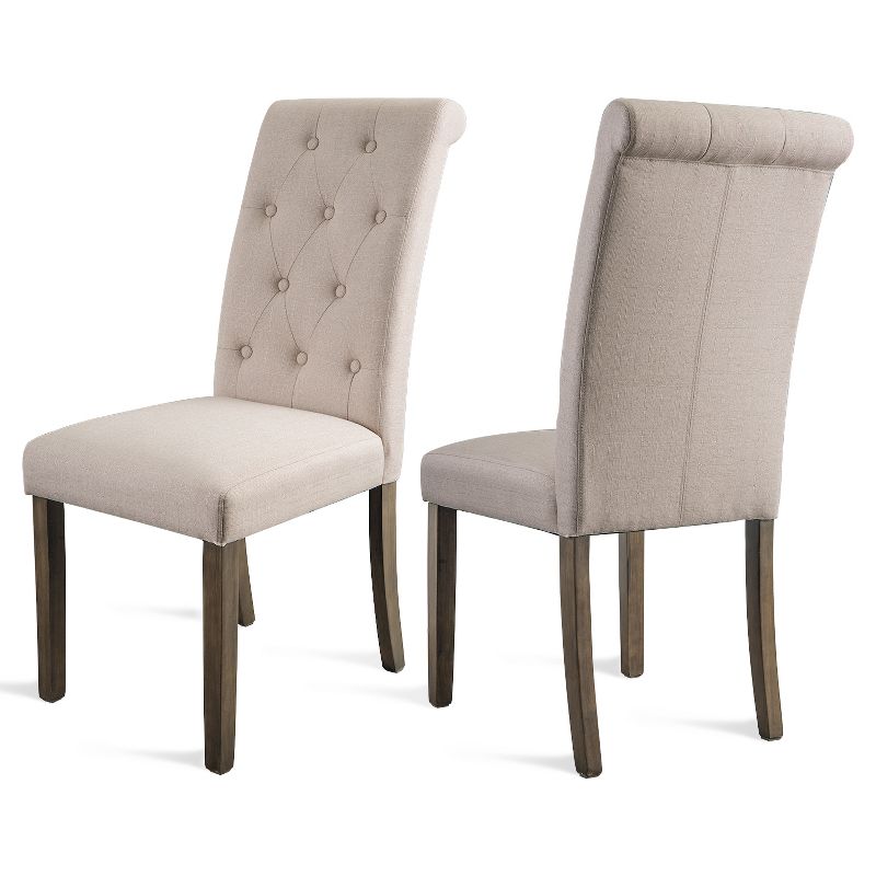 Set of 2 Aristocratic Solid Wood Tufted Dining Chair-ModernLuxe, 3 of 8