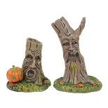 Department 56 Villages Scary Stumps  -  Two Halloween Accessories 4.0 Inches -  Spooky Leaves Pumpkin Tree  -  6012295  -  Resin  -  Brown