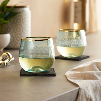 Twine Aqua Bubble Wine Glasses - Thumbnail 3