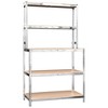 VidaXL 5-Layer Work Table with Shelves Silver Steel&Engineered Wood - 2 of 4