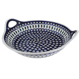 Blue Rose Polish Pottery 1348 Zaklady Large Deep Bowl with Handles - 1 of 1
