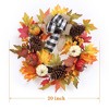 WhizMax 20" Fall Wreath, Autumn Wreath for Front Door with Pumpinks Pinecones Maple Leaves, Fall Door Wreath for Thanksgiving Harvest Home - 2 of 4