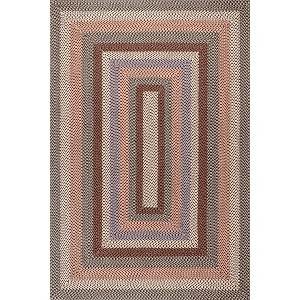 Nuloom Gwyneth Braided Borders Indoor and Outdoor Patio Area Rug, Brown, 5'x8' - 1 of 4