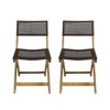 VASIP Set of 2 Wooden Outdoor Patio Dining Chair, Weatherproof Outdoor Folding Chairs with Woven Mesh Rattan for Lawn, Garden, Backyard - 4 of 4