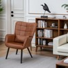 Etelifrank Genuine Leather Armchair - Modern High-Back Accent Chair with Metal Legs & Cushioned Seat, Stylish Living Room Chair - 3 of 4