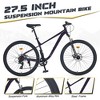 NAYSAYE 27.5 Inch 8 Speed Mountain Bike with Front Suspension and Steel Frame for Men Women Boys and Girls, Purple, 68.5"*27.1"*40.55" - 4 of 4