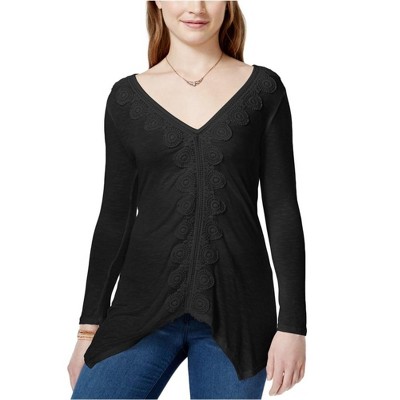 American Rag Womens Crochet V-Neck Pullover Blouse