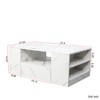 KWPZQEB Modern LED Coffee Tables, High Glossy Coffee Table with Storage 2 Drawers and Open Book Shelfs, Wood Center Table for Living Room - 4 of 4
