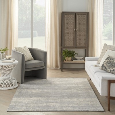 Modern Abstract Grey/Beige Synthetic 5' x 7' Easy-Care Outdoor Rug