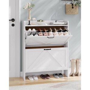 GustoWave Freestanding Slim Shoe Storage Cabinet with 2 Flip Drawers for Entryway Hallway - 1 of 4