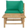 vidaXL 2 Piece Patio Lounge Set with Green Cushions Bamboo - 4 of 4