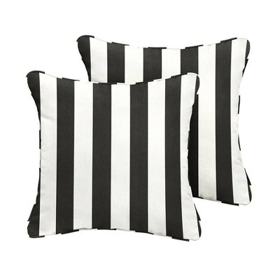 Sunbrella 2pk Cabana Classic Outdoor Throw Pillows Black/White