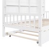 TopComfy Beds Wooden Twin Size House Bed with Trundle Kids Bed with Built In Shelf Full Size Wooden Frame for Kids Room, White, 80.85"*17.4"*6.1" - 4 of 4