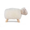 Hillier White Sheep Kids' Accent Stool - Powell: Upholstered Ottoman, Animal Shape, Wood Legs, Spot Clean, 105 lb Capacity - 3 of 4